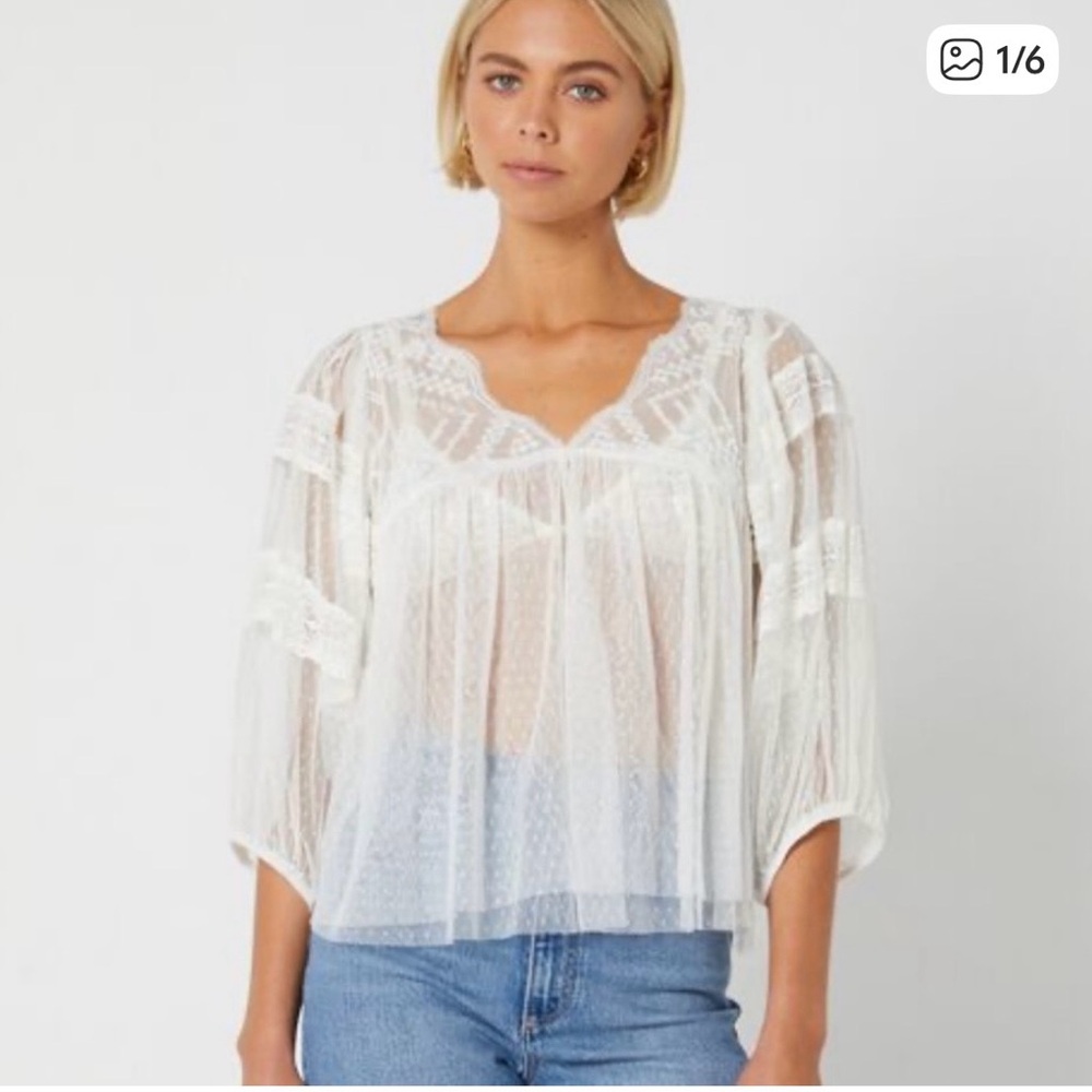 Free People True Candy Tunic Top in White  Large. NWOT - Picture 11 of 12